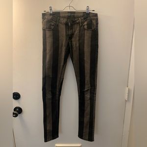 Grey & Black Stripe Hip Hugger Jeggings